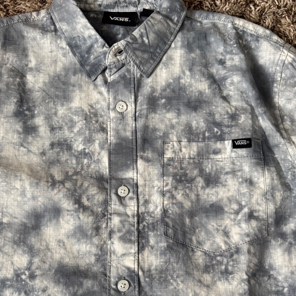 Vans blue and White Tie-Dye Button-Down Shirt
